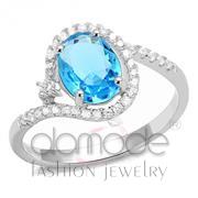Ring,925 Sterling Silver,Rhodium,Synthetic,London Blue,Spinel